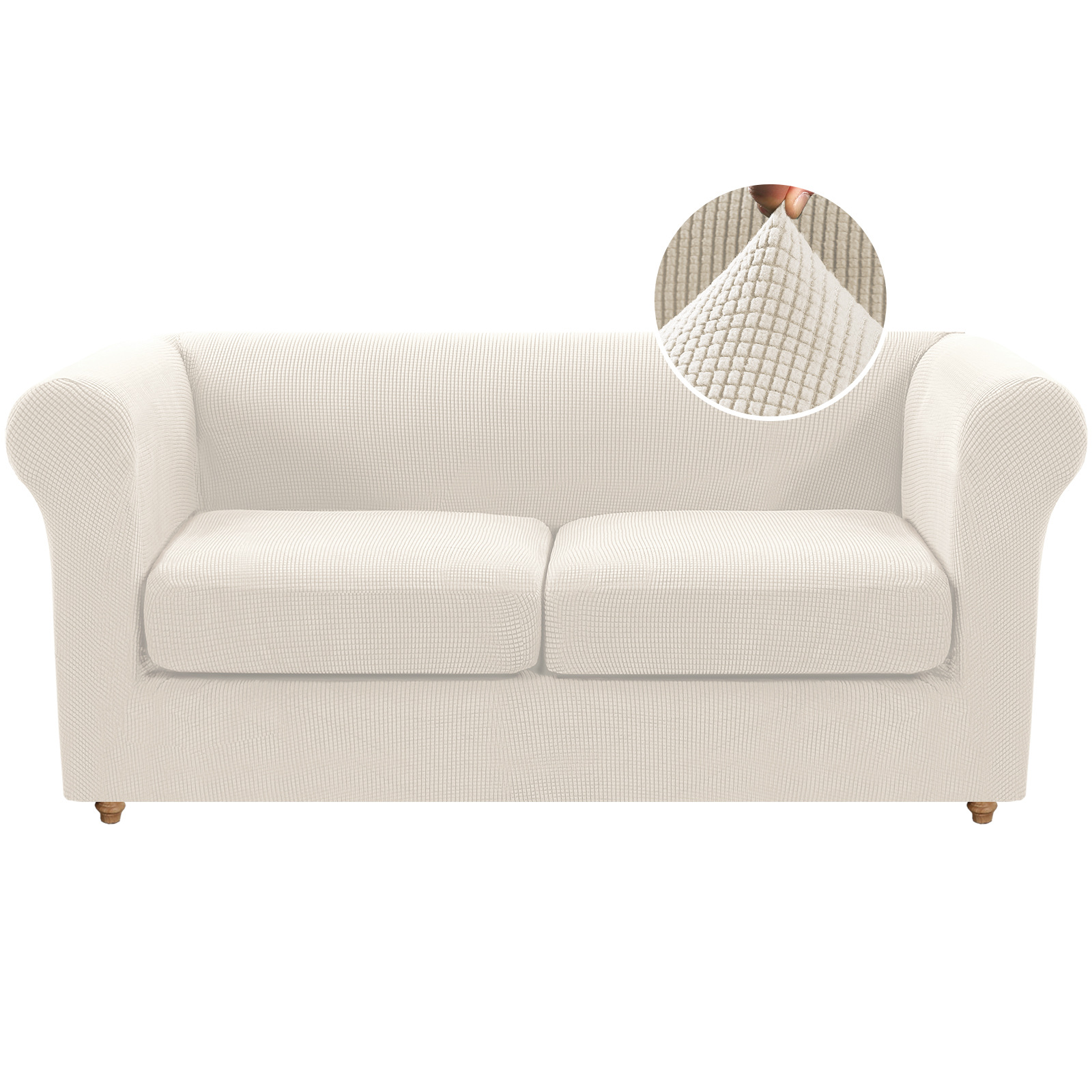 Ananas retro vattentätt och smutsavvisande heltäckande sofföverdrag med platt rygg, hög elastisk helklädsel_voghion.com