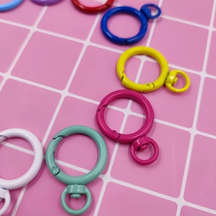 Paint color alloy spring buckle round open spring ring ring buckle earphone keychain diy jewelry accessories