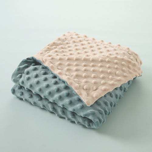 Newborn Baby Bean Velvet Pacifier Blanket Baby Double Layered Edge Pressed Bubble Infant Blanket Pure Color Quilt 