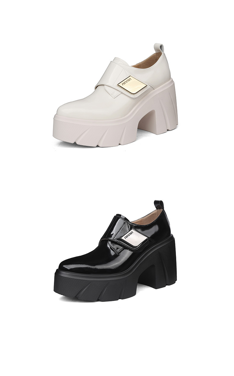 Giày lười nữ đế platform 10 cm mũi nhọn dây xỏ — màu đen chi tiết 8
