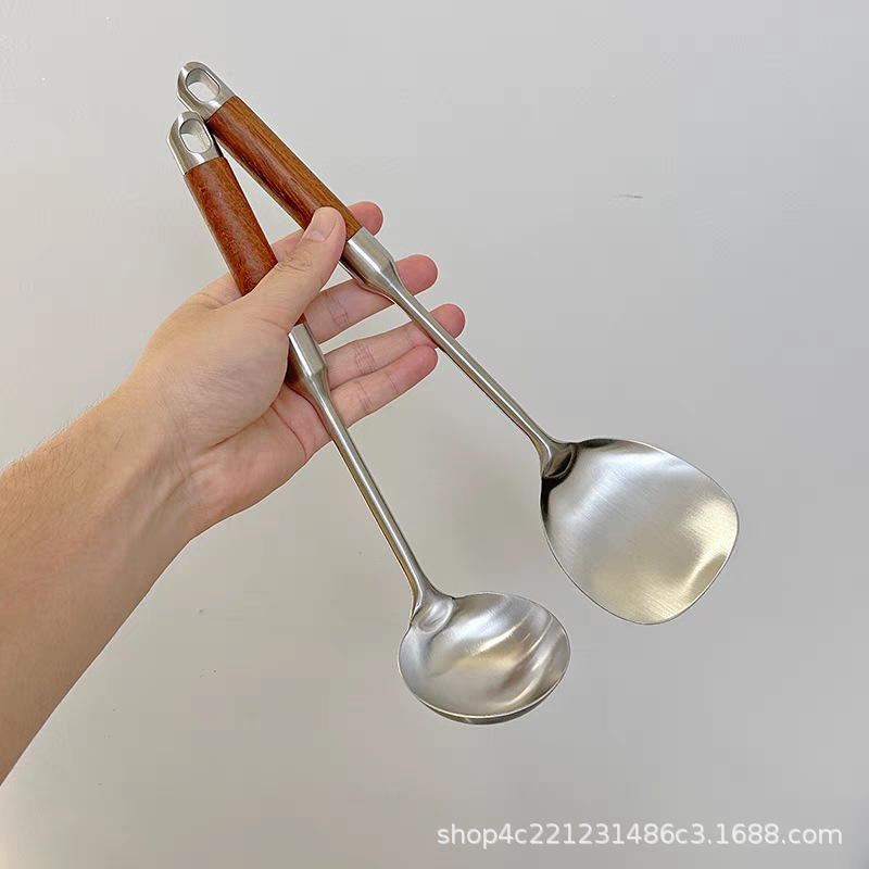 316 stainless steel small spatula pear wooden handle mini stir-fry small spatula soup spoon outdoor home dormitory short handle spatula 316 stainless steel small spatula pear wooden handle mini stir-fry small spatula soup spoon outdoor home dormitory short handle spatula