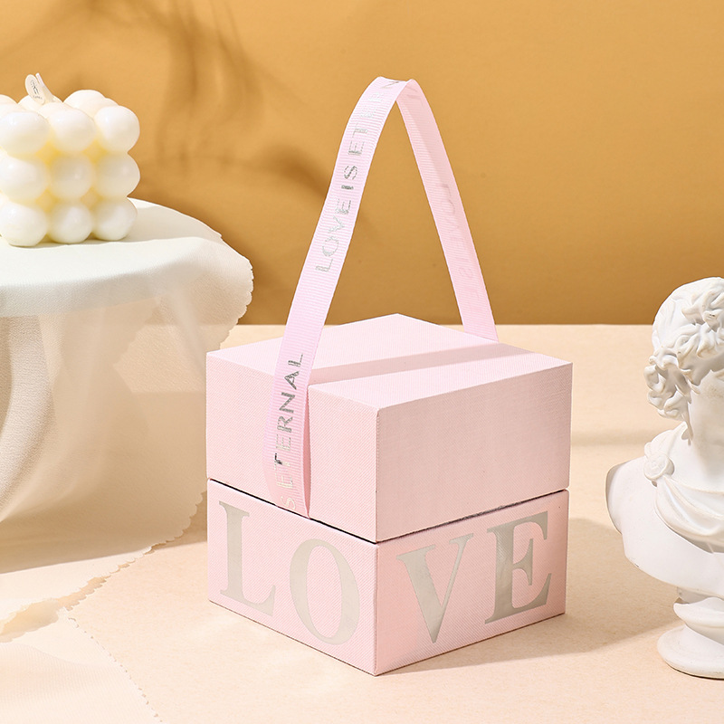 Gift Gift Box Pink Love Birthday Gift Box Satchel Packaging Box Jewelry Watch Box High-End Ins Style Empty Box