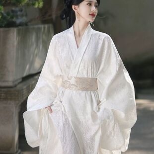 白色战国袍古装汉服女2024新款古风仙气印花拖尾直裾襦裙演出服-阿里巴巴