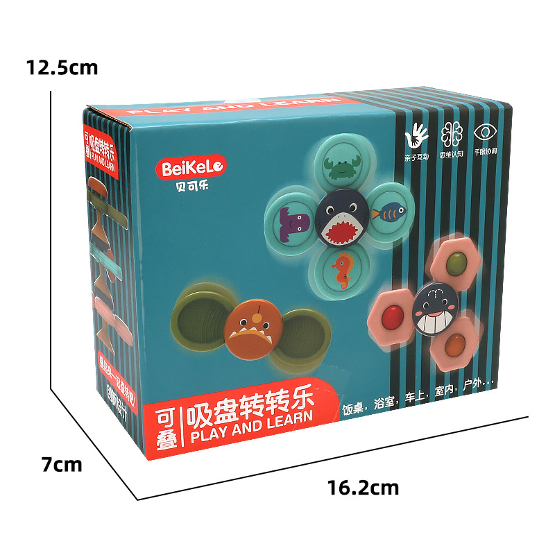 Transfronterizos niños dibujos animados chupa giratoria le puede roer la punta del dedo giroscopio bebé baño juguetes de agua para niños y niñas