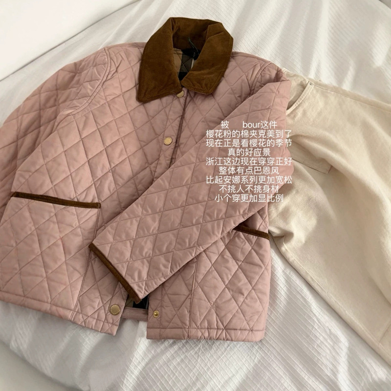 B@R Long and Short Styles Classic Quilted Cotton Jacket Autumn and Winter Texture Casual Retro Old Money Style