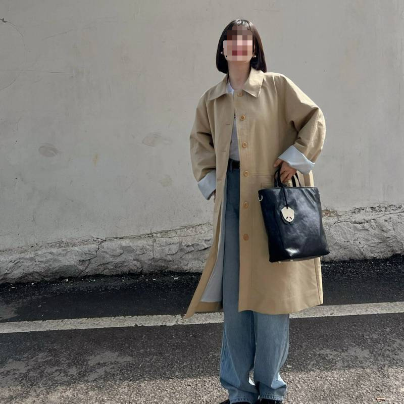 女性用ミドル丈ウインドブレーカージャケット2025春新作小柄ゆったりカジュアル日本製ワークコート超格好良い|undefined