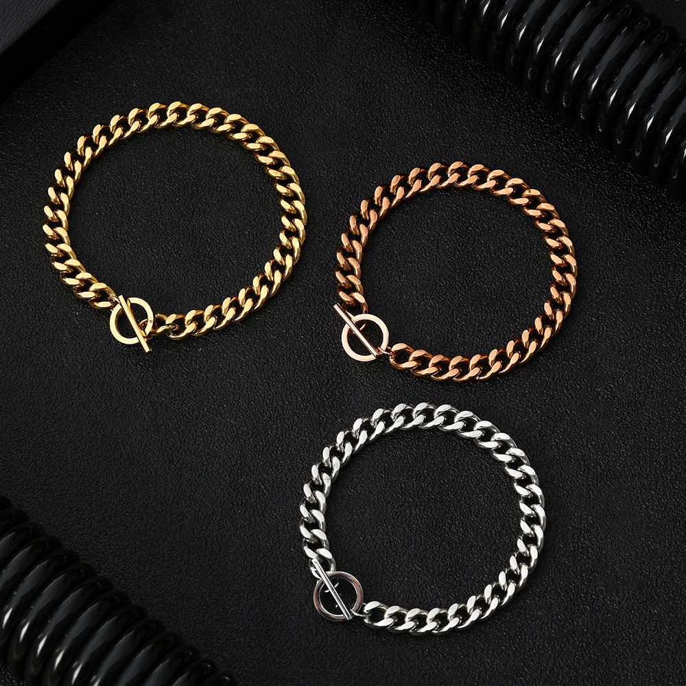 Pulseira de elo cubano masculina aço inoxidável_voghion.com