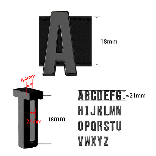 Glossy metal accessories with letters