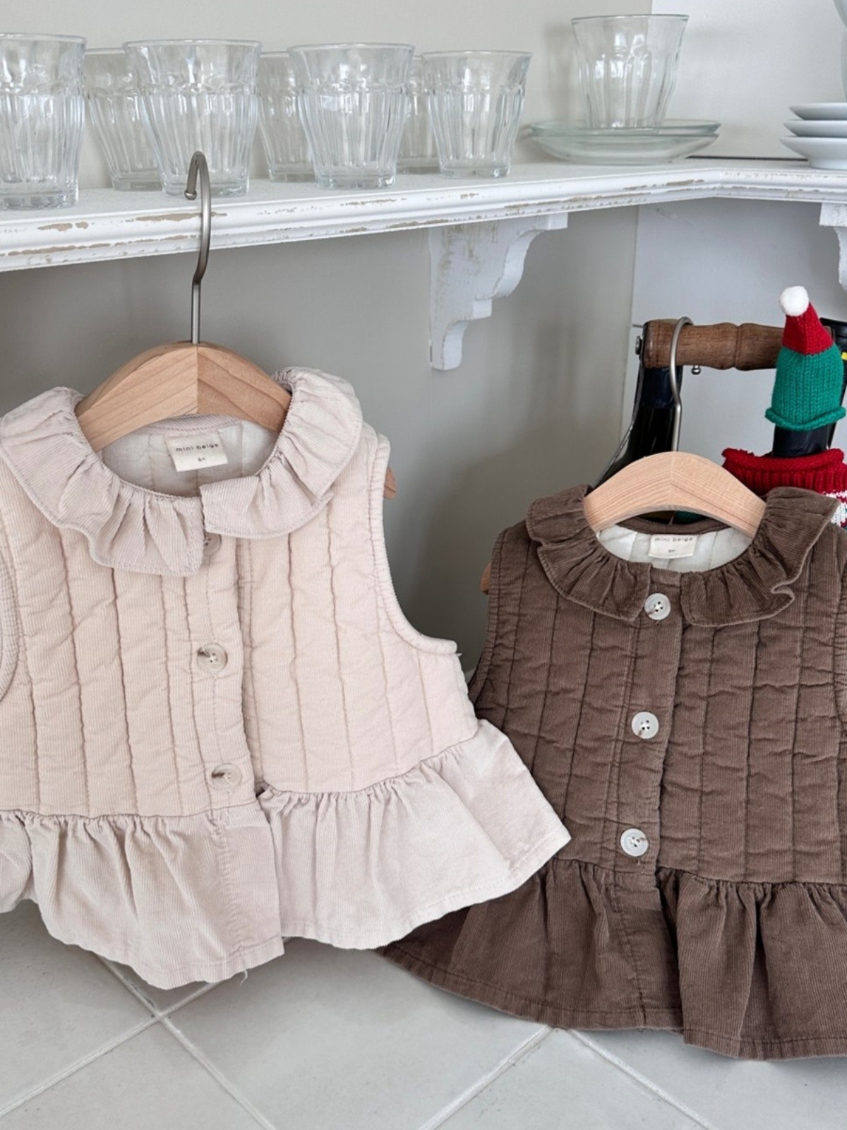 Ropa de invierno del Bebé Ropa de los niños del estilo coreano ropa de salida del bebé Chaleco de encaje acolchado
