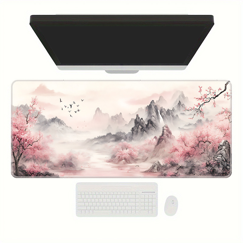 桃の花の森のクロスボーダー専用マウスパッド、大型、高級、厚みがあり、汚れにくいマウスパッド、密閉されたエッジ|undefined