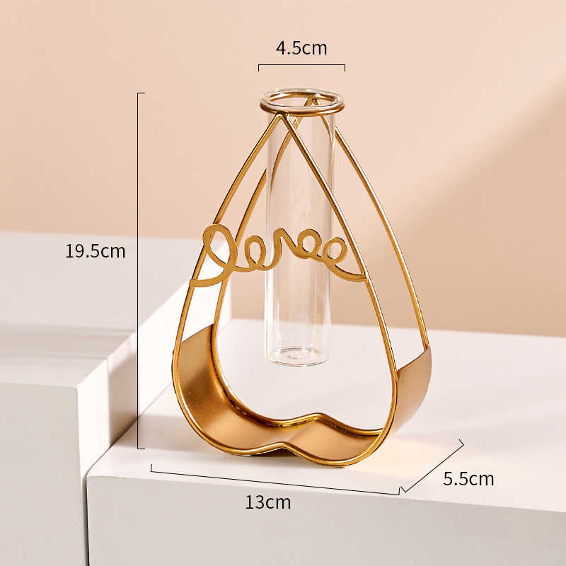 Decoración de vasijas modernas simples ligeras de lujo hogar sala de estar dormitorio comedor decoración de metal tubo de ensayo vasijas hidropónicas