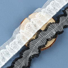 Black and White Lace Edge Pleated High-Quality Lace Edge Embroidery Supply Factory