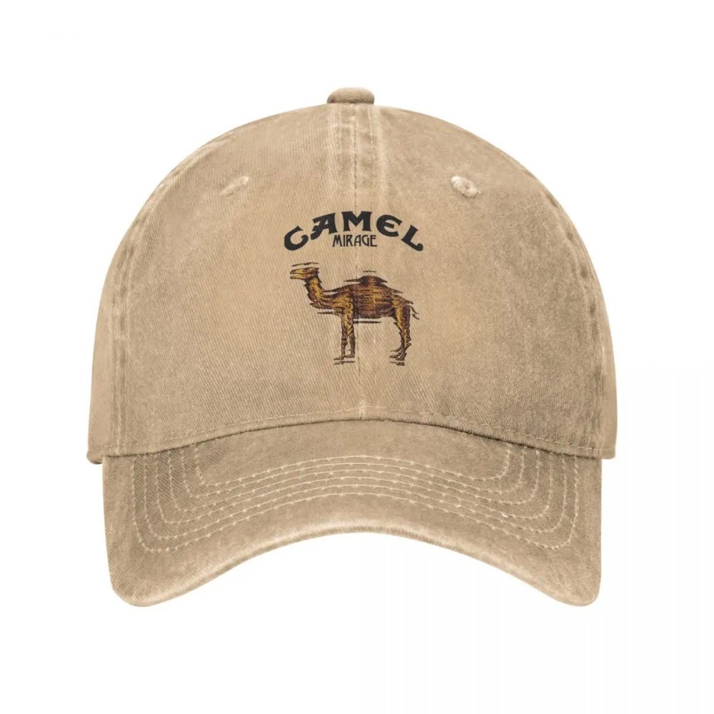 Baseball Cap with Camel Print, Washed and Vintage-Style, Outdoor Adjustable Sun Protection Hat