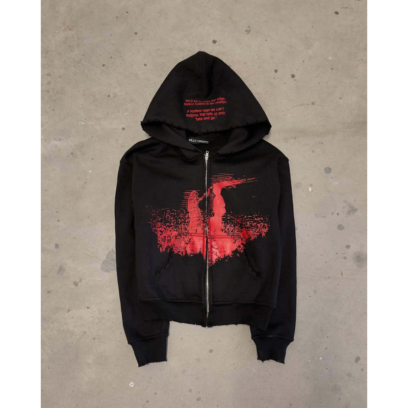 Felpa con cappuccio e zip Dark Street – Felpa oversize unisex con stampa 3D (nera, pesante, dalla S alla 5XL)_voghion.com