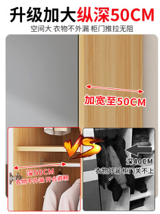 L& Wardrobe Simple Assembly Economical Solid Wood Kidsren's Small Apartment Storage Cabinet for Home Bedroom Rental Room