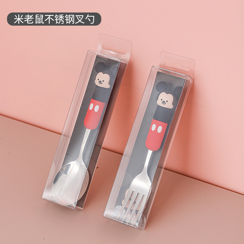 Disney serie Mickey 304 acero inoxidable niños tenedor conjunto de cubiertos caseros de dibujos animados de alto valor pareja
