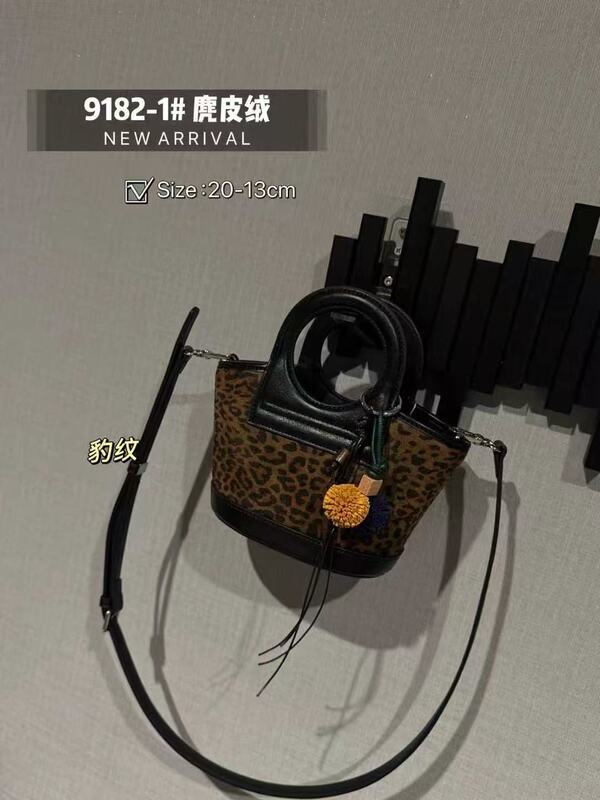 复古磨砂手提菜篮子豹纹手提包2025新款时尚韩版拼接单肩斜挎包|undefined