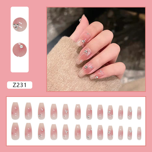 Wearable nail patches, diamond style, wearable nails, internet celebrity popular nail art patches, finished fake nails, ultra-thin nails