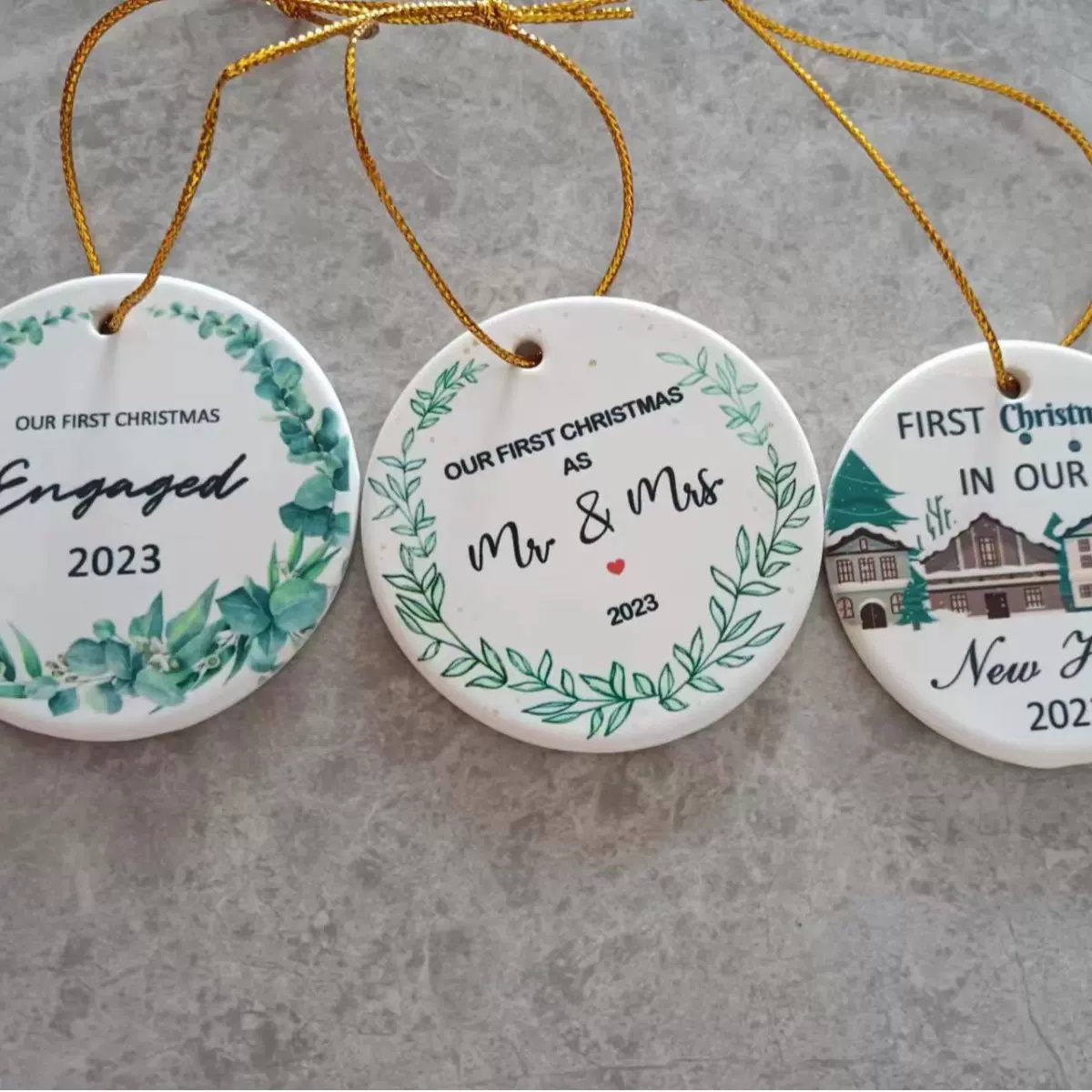 亚马逊圆形圣诞吊件陶瓷双面磨砂瓷片亮面装饰品挂片厂家批发