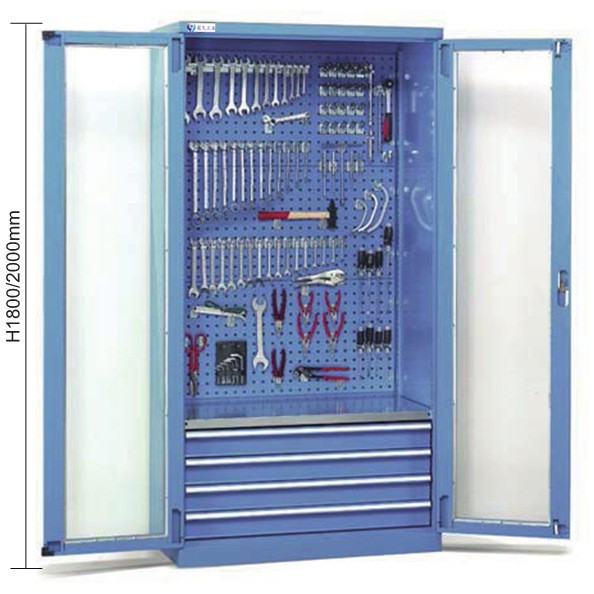 双门工具柜 玻璃门储物柜 车间储物柜 钢制储物柜 冠久供