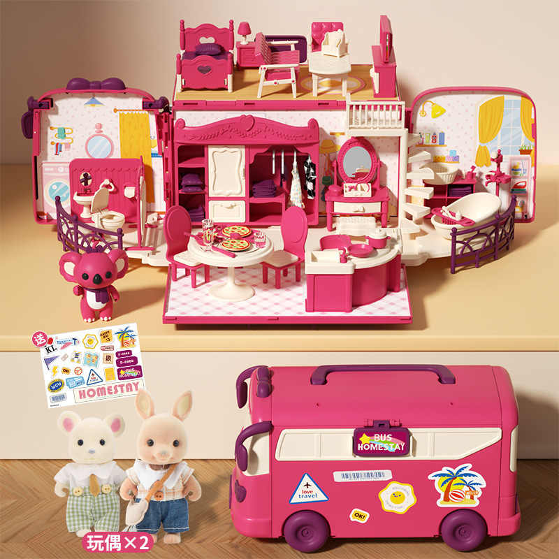 Koala Diary Bus Casa de juegos Chica Sorpresa Variedad Koala RV Niños Simulación Casa de muñecas Juguetes de escena