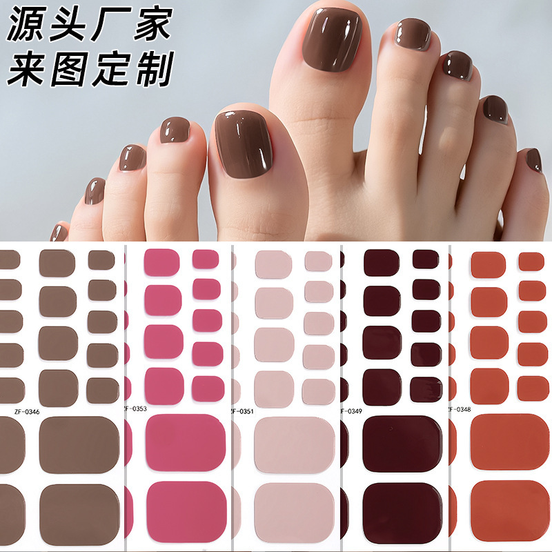 Cross-Border European and American Pure Color Toe Stickers Waterproof Manicure Stickers Nail Polish Film Foot Stickers Kidsren's Pregnant Women Nail Stickers Customization