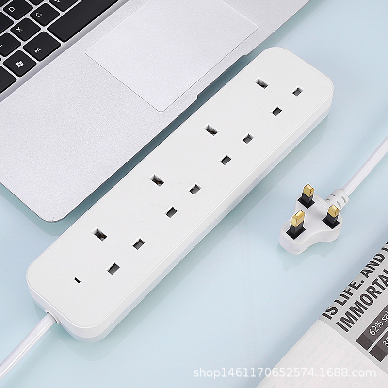 Enchufe transfronterizo pequeño enchufe de fila estándar británico enchufe multipuerto británico placa de enchufe con cable enchufe de fila estándar británico