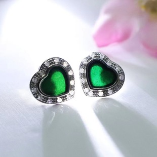 Xinyu S925 silver inlaid ink love earrings Jade jade jewelry factory wholesale FC2080611