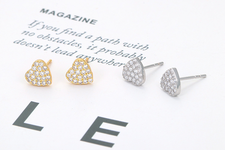 Ear Studs Classification Daily Occasion Fashion Heart Shape Copper Ear Studs Inlay Zircon Copper Earrings