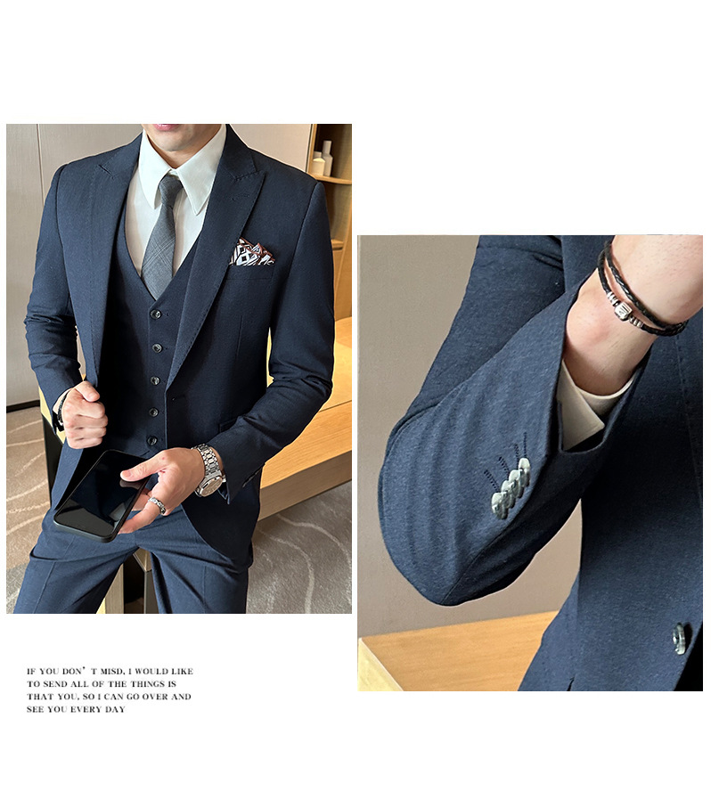 Moderner Herren Anzug 3-teiliges Business Set Sakko Weste Hose_voghion.com