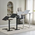 家用床边气动升降桌可折叠桌面沙发边小桌子可自由调节高度办公桌