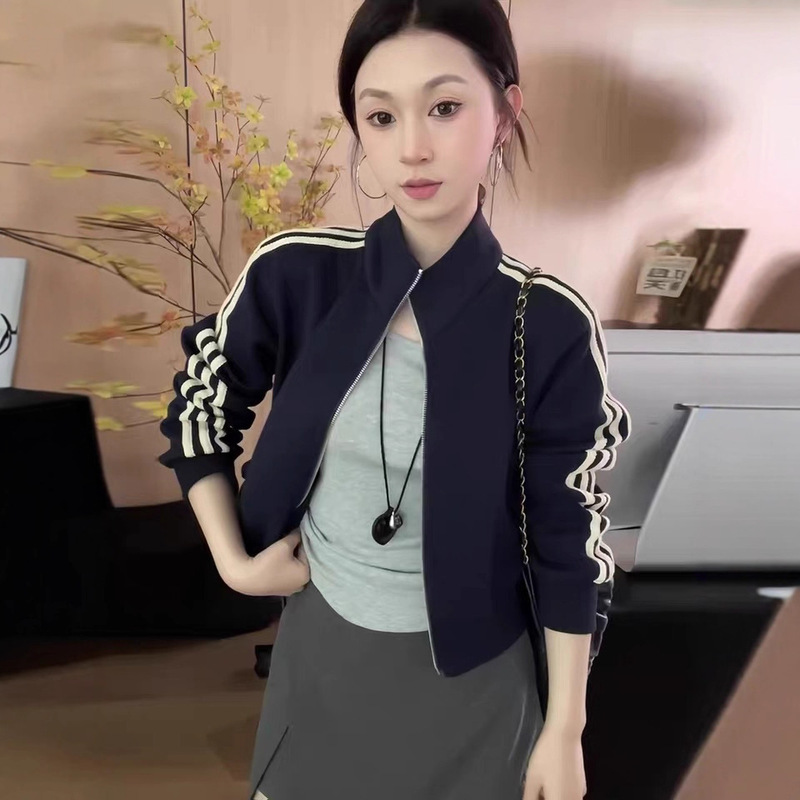 Short Baseball Jacket for Women 2025 Autumn New Petite Casual Versatile Cardigan Top Trendy Short Baseball Jacket for Women 2025 Autumn New Petite Casual Versatile Cardigan Top Trendy