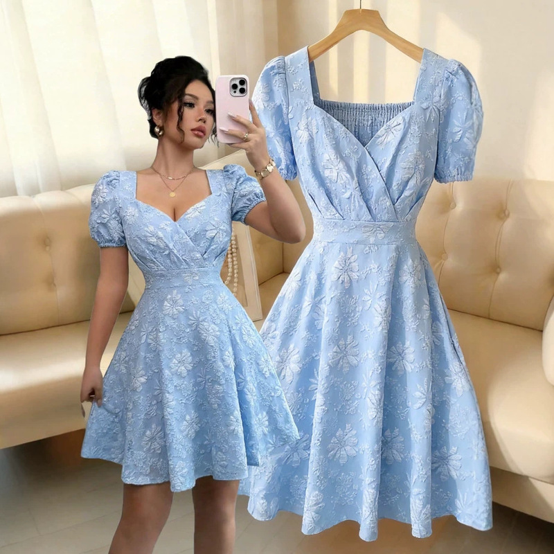 European and American New Style Amazon Summer Waist-Cinching Slim-Fit Refreshing Slimming Outfit for Women, Fashionable Casual Elegant Dress European and American New Style Amazon Summer Waist-Cinching Slim-Fit Refreshing Slimming Outfit for Women, Fashionable Casual Elegant Dress