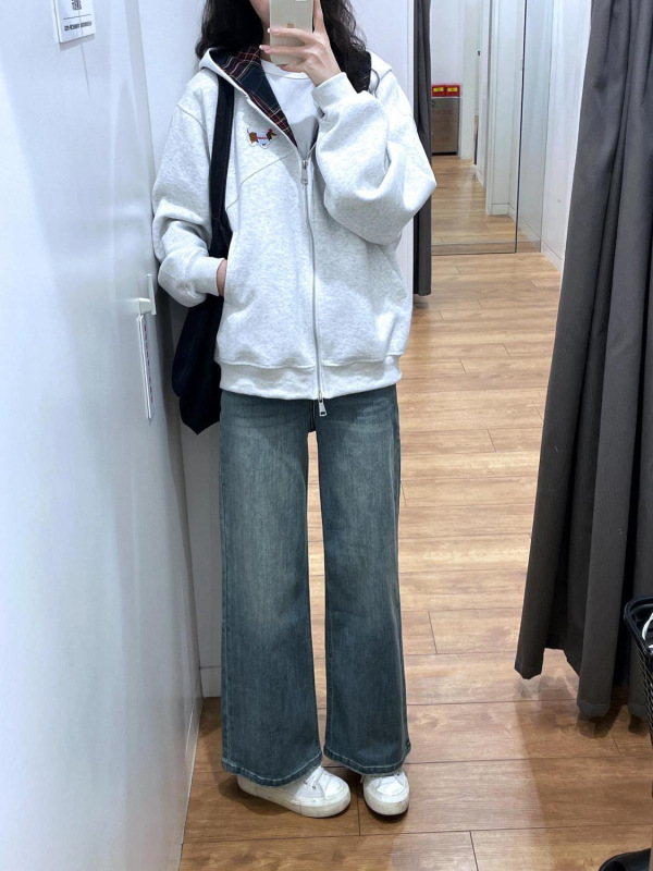 美式复古格子连帽卫衣女春秋季2025新款百搭小个子韩系慵懒风外套|undefined