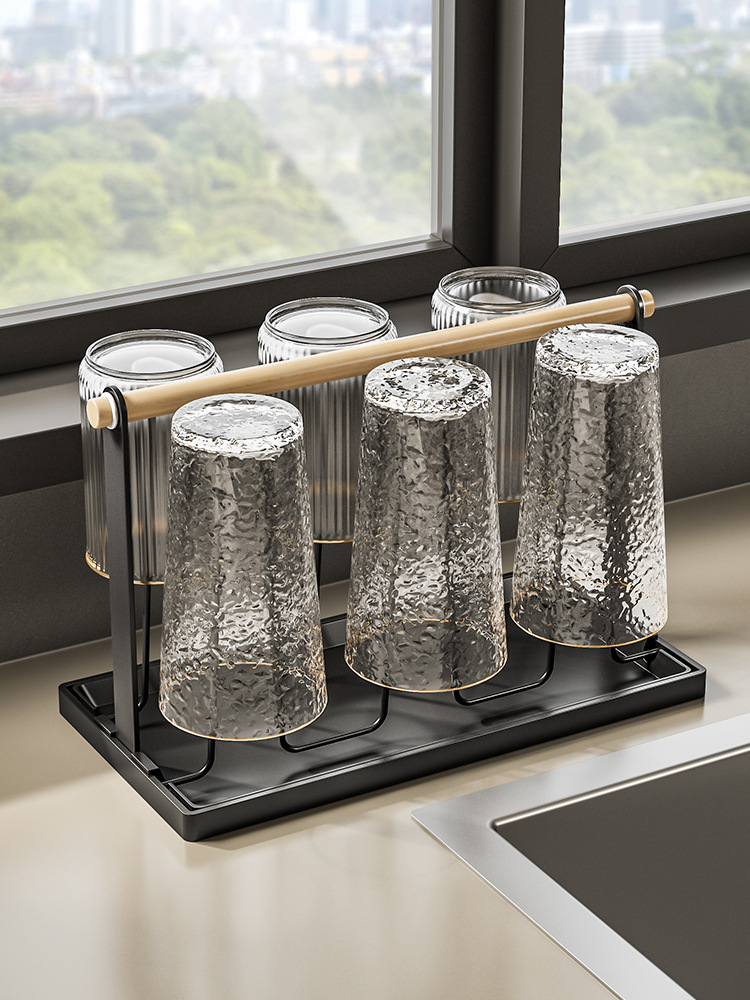 家用杯架置物架客厅水杯茶杯玻璃杯托盘杯子架台面倒挂沥水收纳架