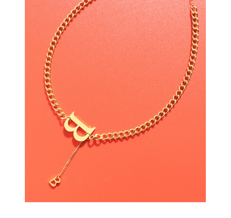 Hip-hop Thick Chain B Letter Necklace display picture 5