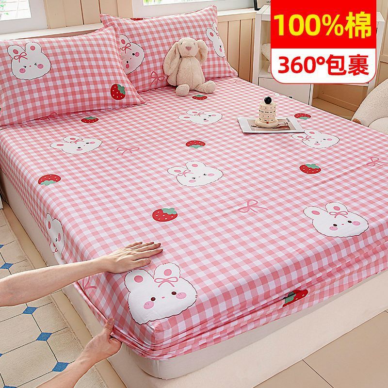 100% algodón cama de cama de algodón una sola pieza cubierta de cama casera todo incluido colchón antideslizante cubierta de cama nuevo tipo