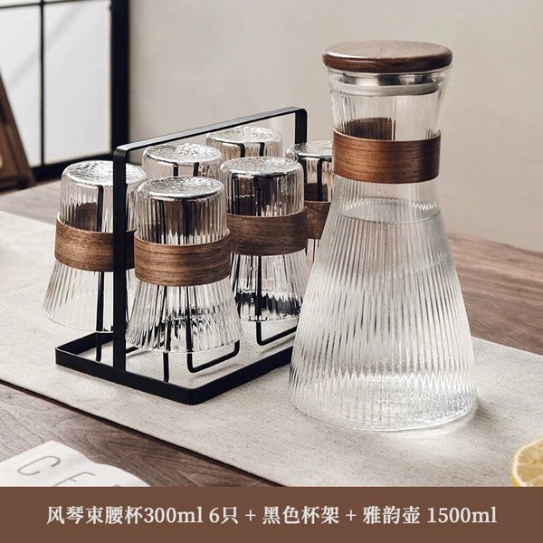 Yayun Pot 1.5L + Organ waist cup 6 pieces + black cup holder