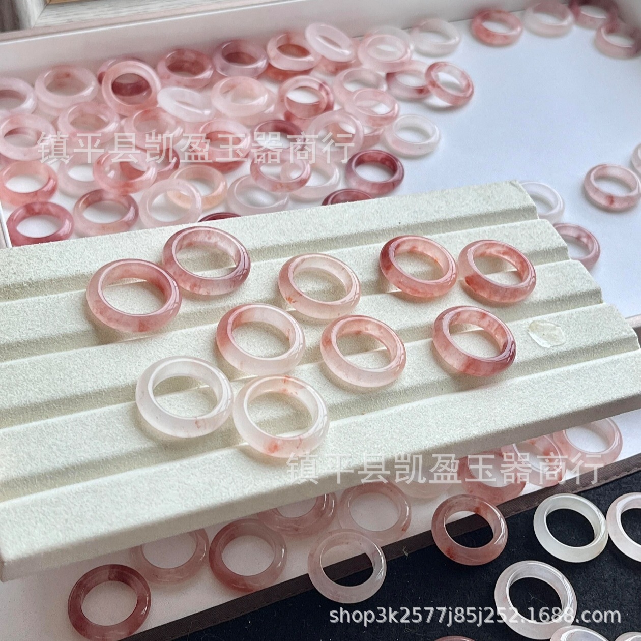 桃花酿少女戒圈天小红书爆款天然新疆金丝玉戒指手持跑环甜美指环