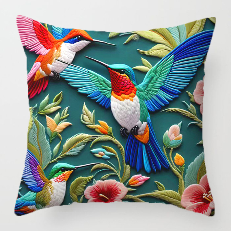 Tanun nuevo retro serie de flores y pájaros almohada Amazon hogar sala de estar sofá estampado almohada al por mayor image 4