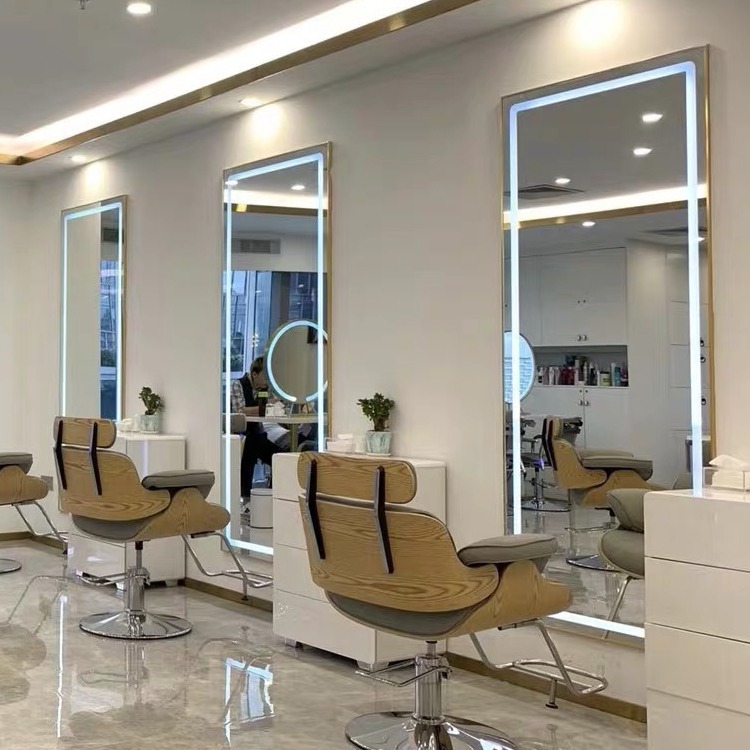 Espejo de Barbería, Soporte para Espejo de Salón de Belleza, Espejo Moderno para Tintes y Permanentes, Espejo de Pie de Cuerpo Entero para Peluquería, Estable.