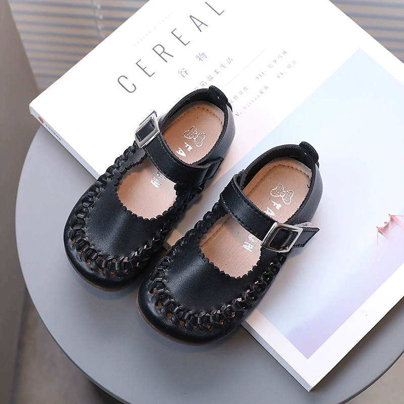 Woven breathable children's fashionable shoes for leather shoes, colored small princess costume