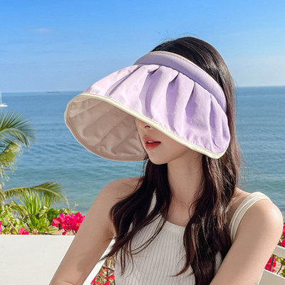 防晒帽女防紫外线沙滩遮阳帽夏季骑车遮脸太阳帽子贝壳帽发箍帽子