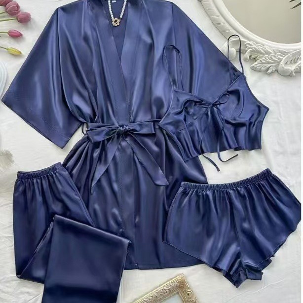 2025 pijamas elásticos de primavera y otoño, cárdigan suelto de manga larga, ropa de hogar informal y cómoda, dos transfronterizas europeas y americanas