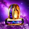 Golden starry sky, ring stainless steel
