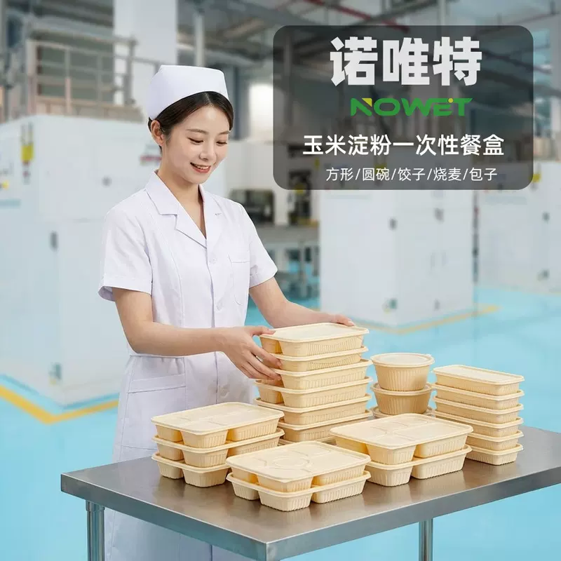 一次性可降解玉米淀粉餐盒具四五六格饭外卖打包食品级可微波加热