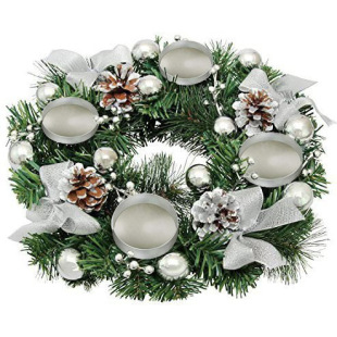Ribbon Christmas wreath Christmas ornaments manufacturers wholesale Christmas candlestick wreath candle cup Christmas Christmas candlestick