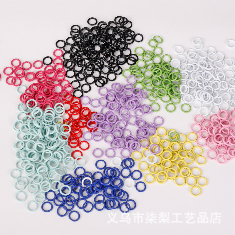 DIY饰品配件1.2*8mm糖果色烤漆钥匙扣连接圈手工开口圈小铁圈挂圈