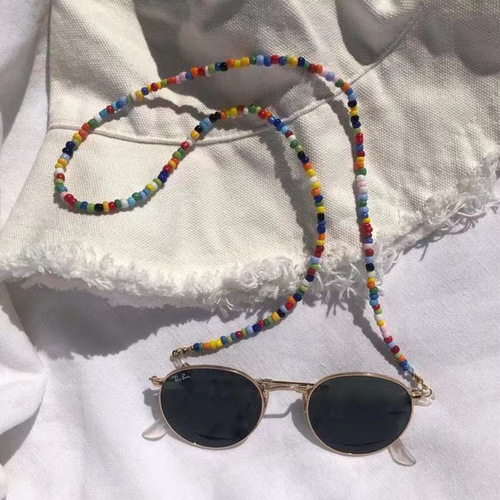 European and American fashion fixed glasses chain, beach style glasses rope lanyard, rice bead chain, anti-falling and anti-lost glasses chain
