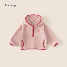 宥宝童装衣服秋款女童上衣儿童毛绒衣服半拉链拼色长袖女宝卫衣